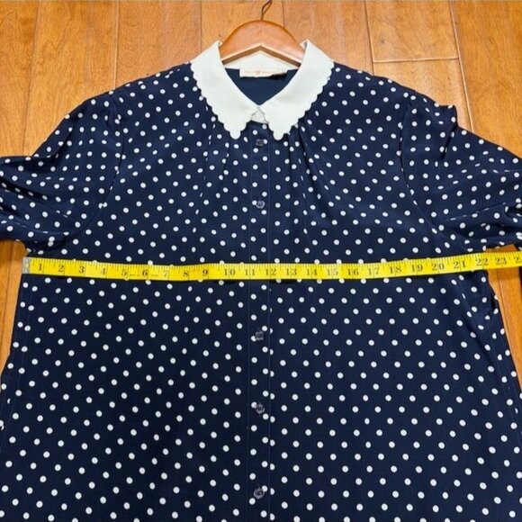 Tory Burch Cora Dress Classic Dot Size 14 Silk Scalloped Kate Middleton Style - Picture 8 of 12